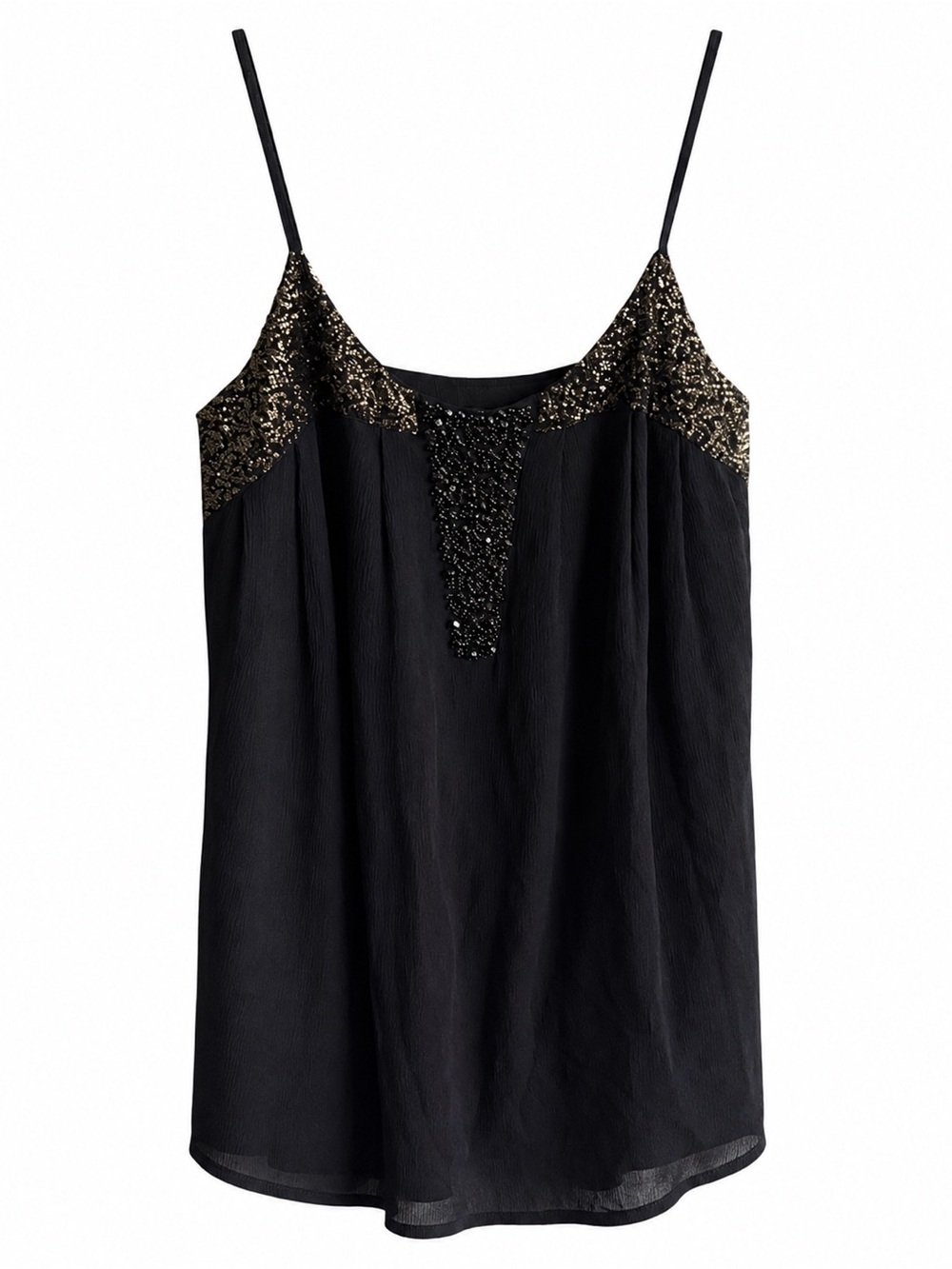 Club Monaco Black Silk Sequin Beaded Embellished Mini Dress with Pockets size 6